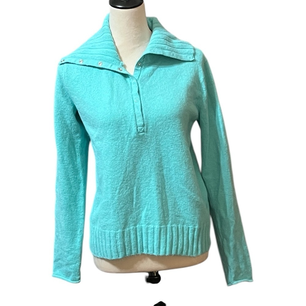 GAP Mint Green Polyester,Wool, Acrylic Long Sleeve Cardigan Size Large 3/4 open